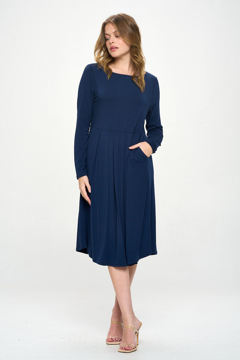 Charlee Long Sleeve A-line Knit Dress with Pockets