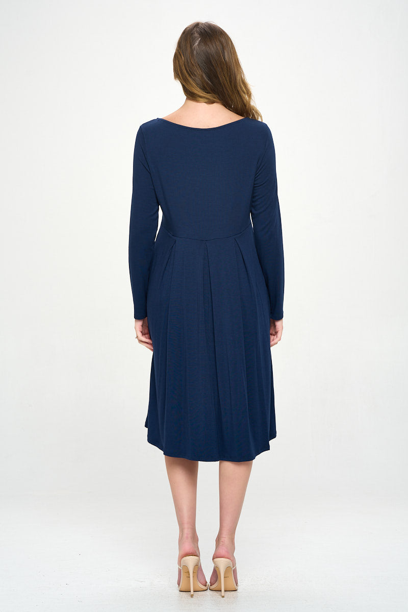 Charlee Long Sleeve A-line Knit Dress with Pockets