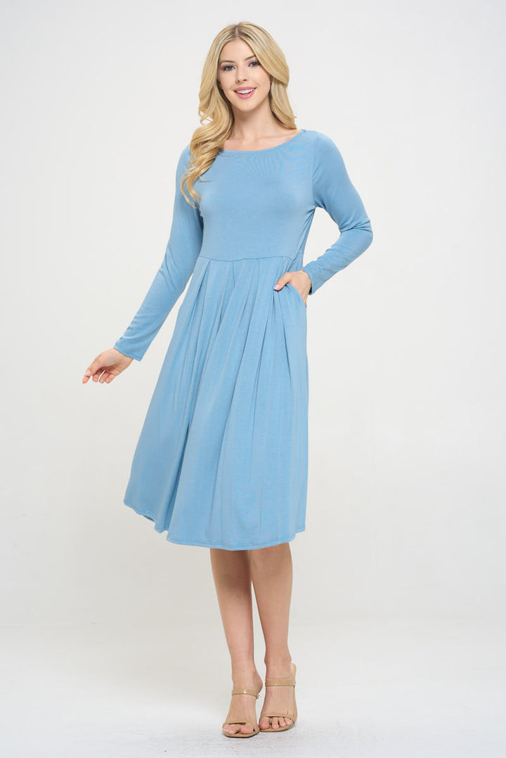 Charlee Long Sleeve A-line Knit Dress with Pockets