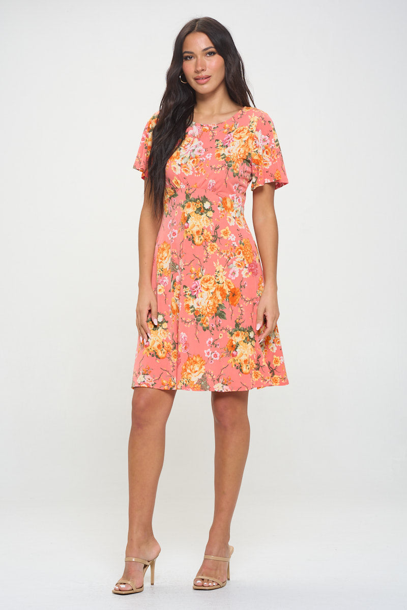 Elli Short Flutter Sleeve High-Waist Mini Dress