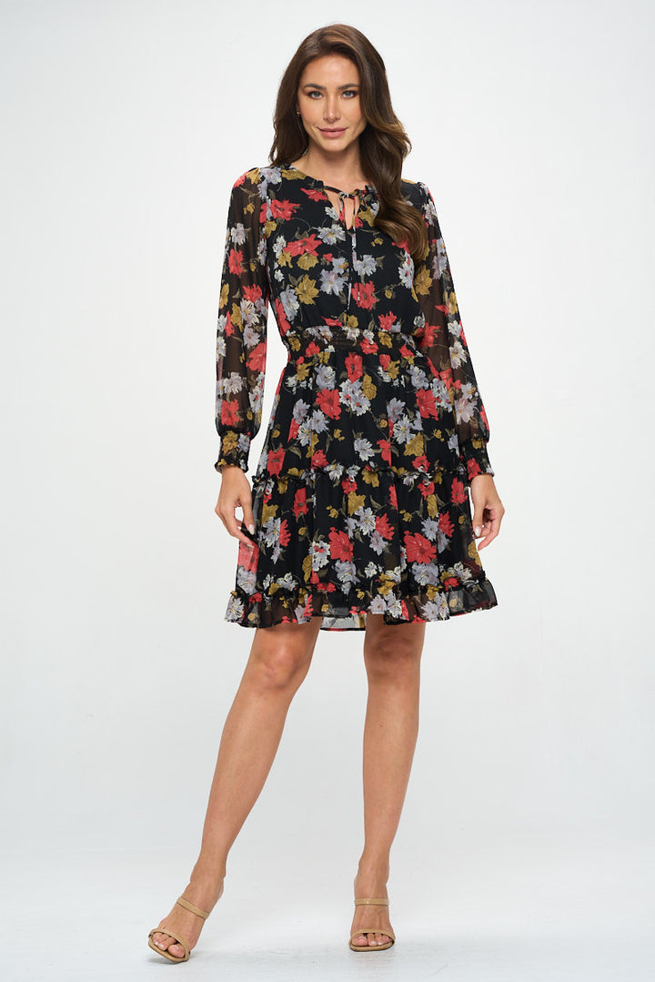 Cataleya Smocked Long Sleeve Tiered Dress