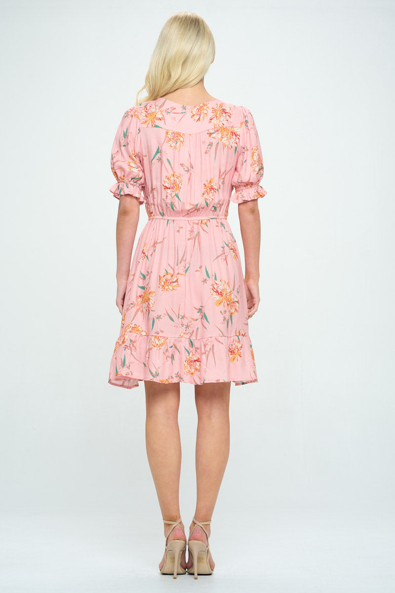 Elara Ruffle Sleeve Floral Mini Dress