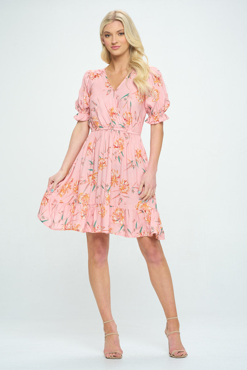 Elara Ruffle Sleeve Floral Mini Dress