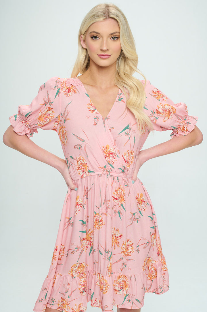 Elara Ruffle Sleeve Floral Mini Dress