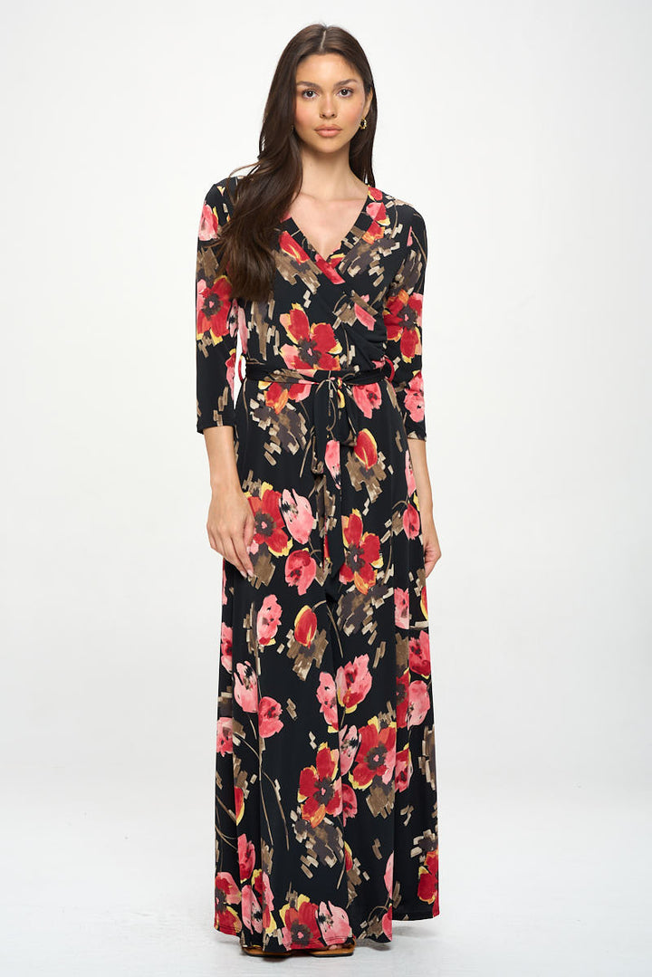 Grace Faux-Wrap Maxi Dress with Tie Waist