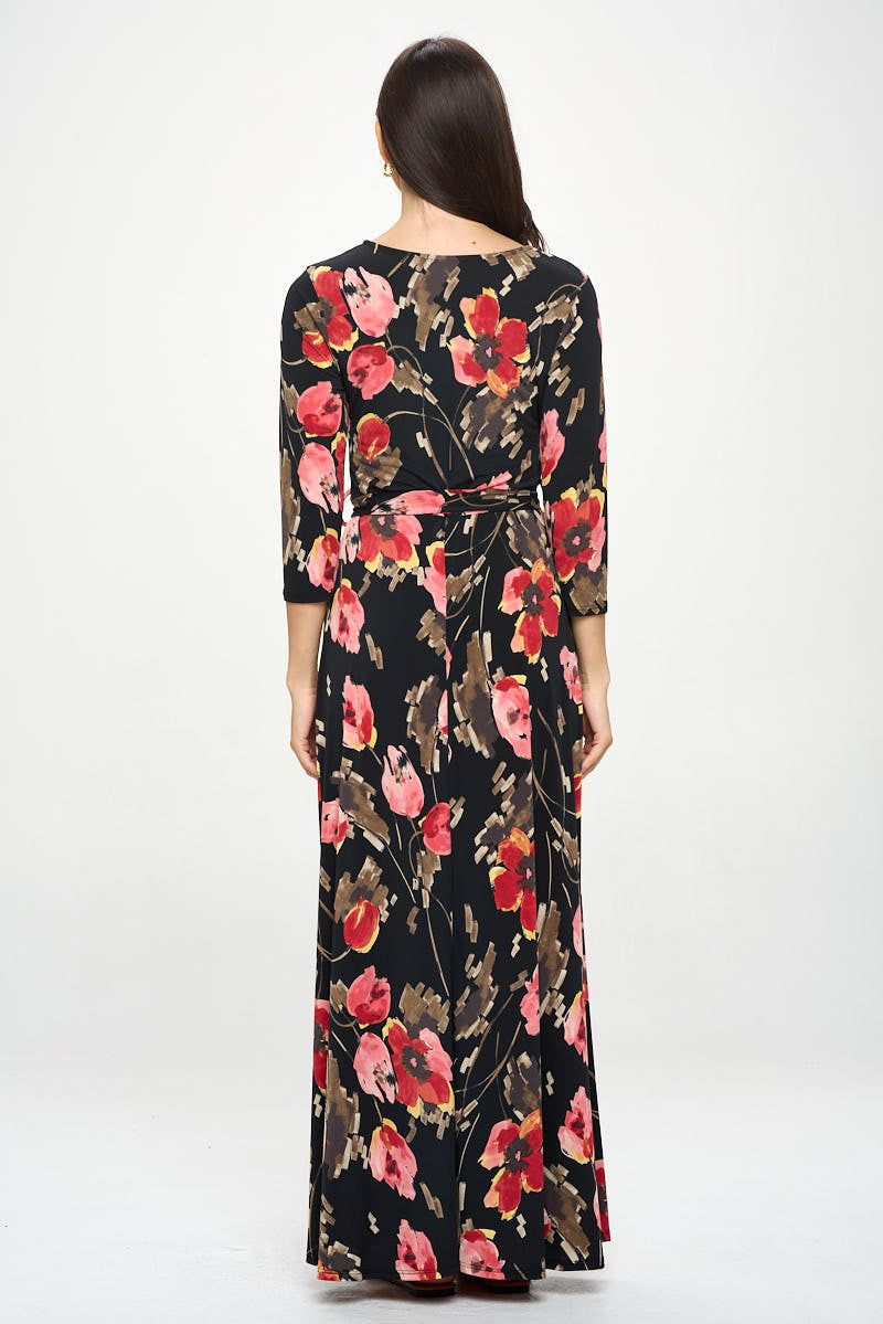 Grace Faux-Wrap Maxi Dress with Tie Waist