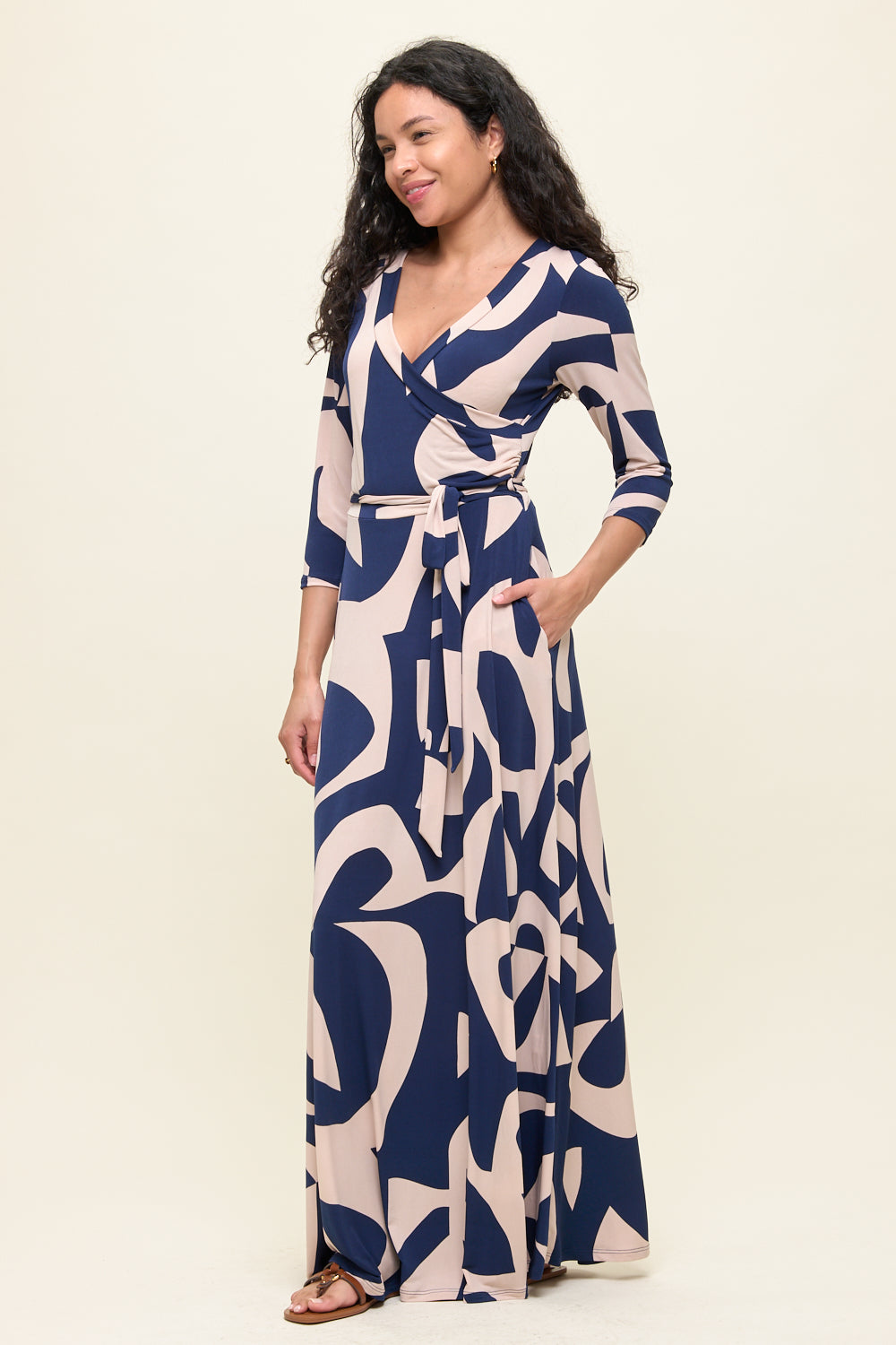 Grace Faux-Wrap Maxi Dress with Tie Waist