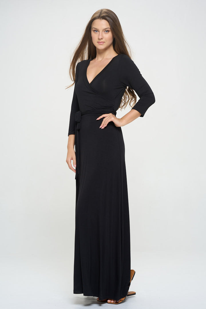 Grace Faux-Wrap Maxi Dress with Tie Waist