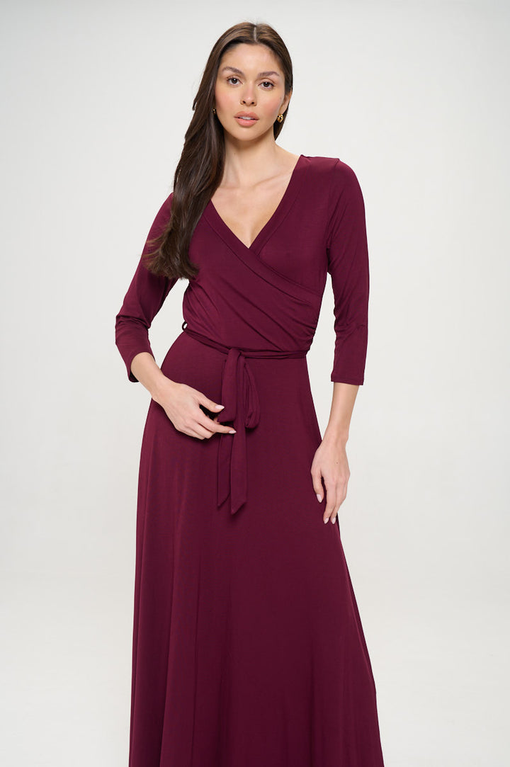 Grace Faux-Wrap Maxi Dress with Tie Waist