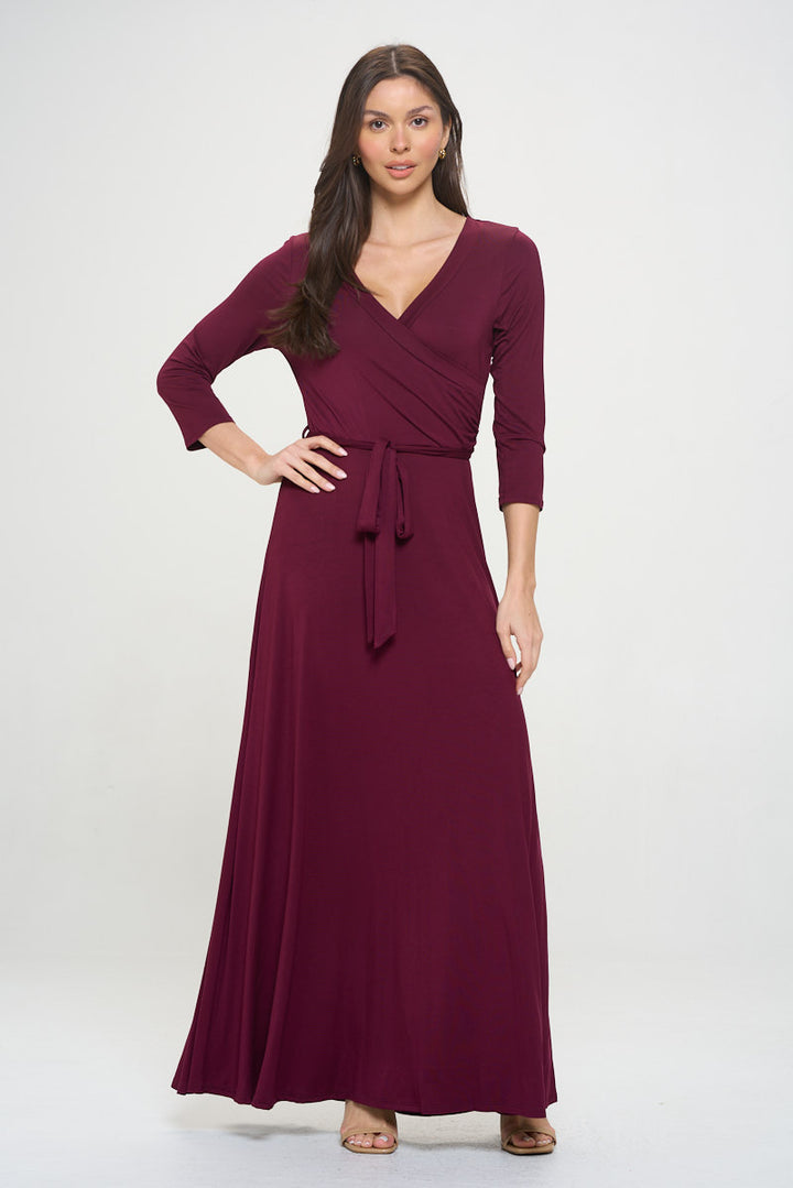 Grace Faux-Wrap Maxi Dress with Tie Waist