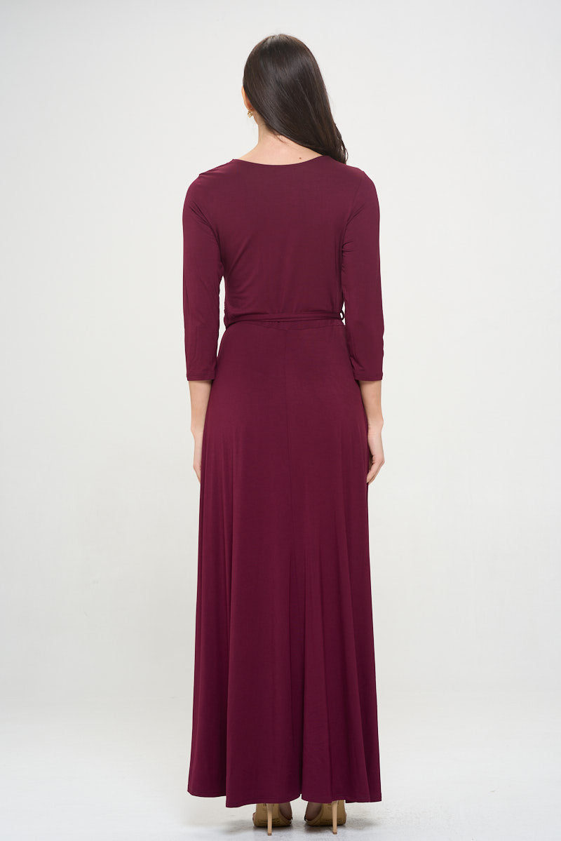 Grace Faux-Wrap Maxi Dress with Tie Waist