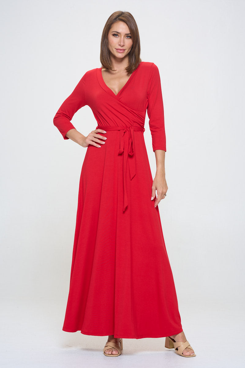 Grace Faux-Wrap Maxi Dress with Tie Waist