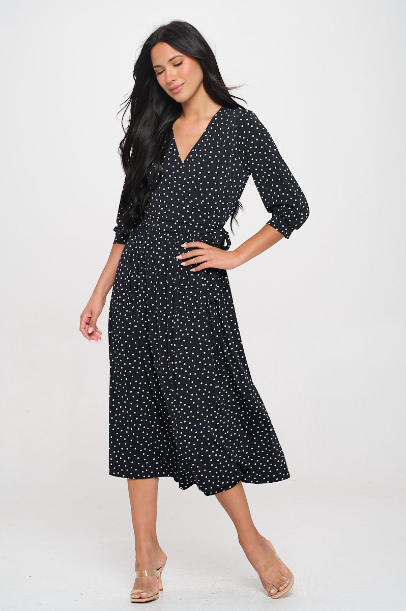 Hadley Three Quarter Sleeve Full Wrap Dress