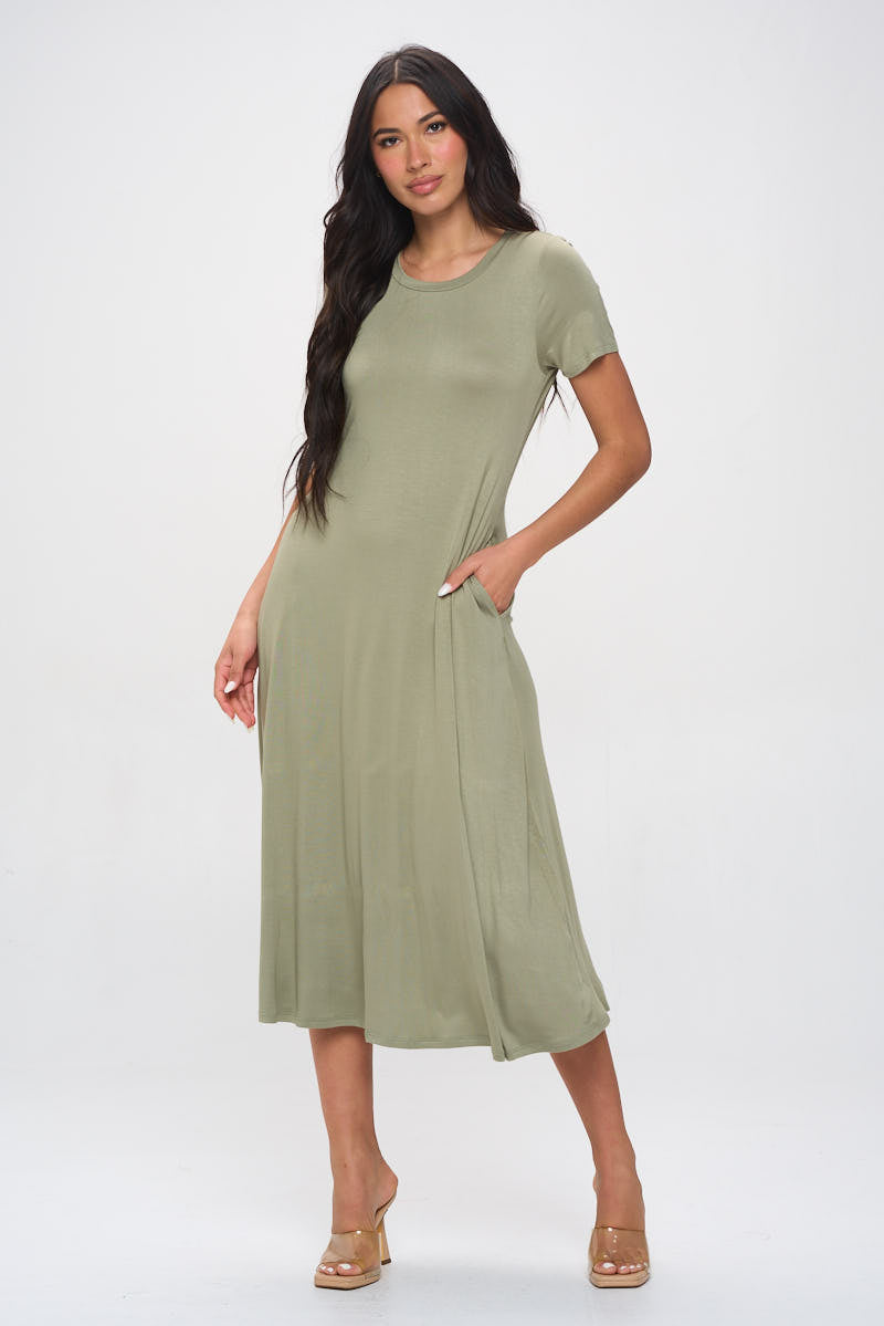 Jenesis Crewneck T-Shirt A-line Dress with Pockets