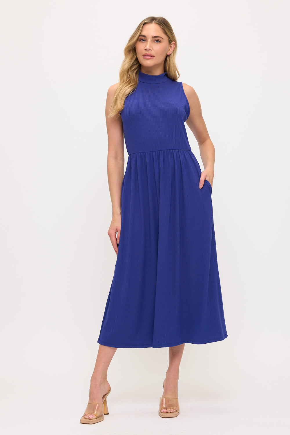 Bianca Mock Neck Ribbed Dress