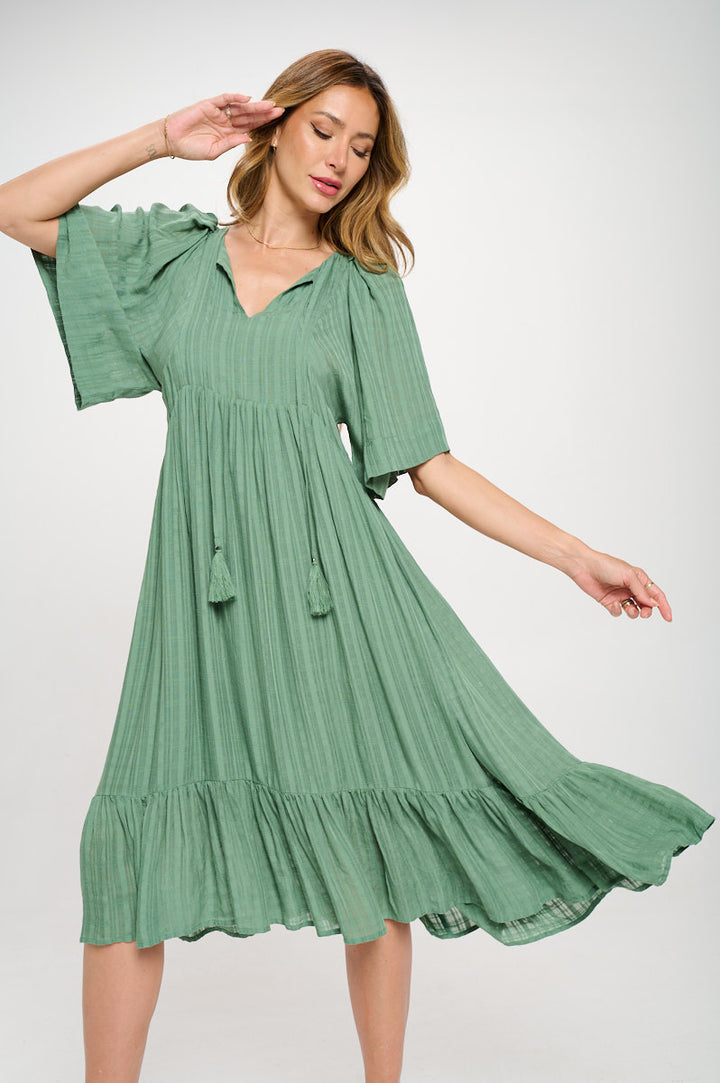 Everly Flowy Tiered Dress with Tassels