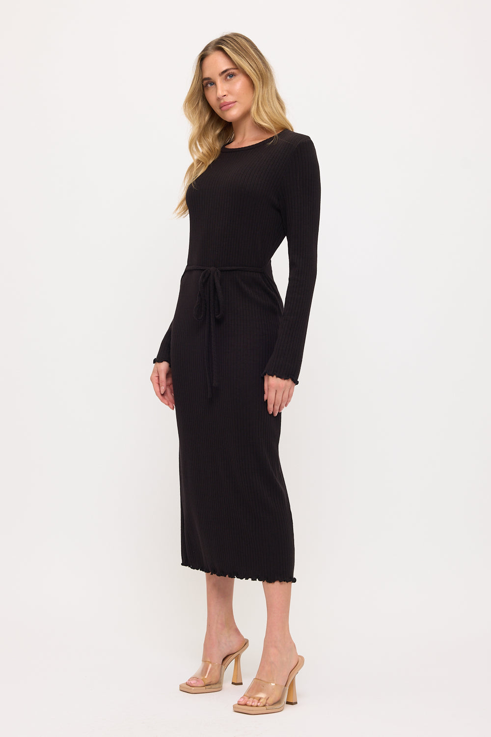 Gabriella L/S Ribbed Midi Dress