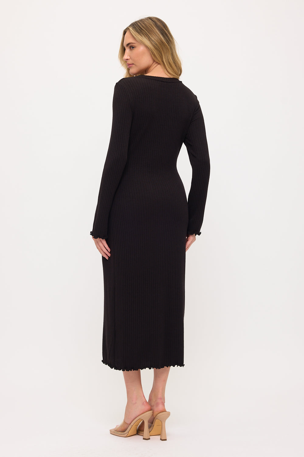 Gabriella L/S Ribbed Midi Dress