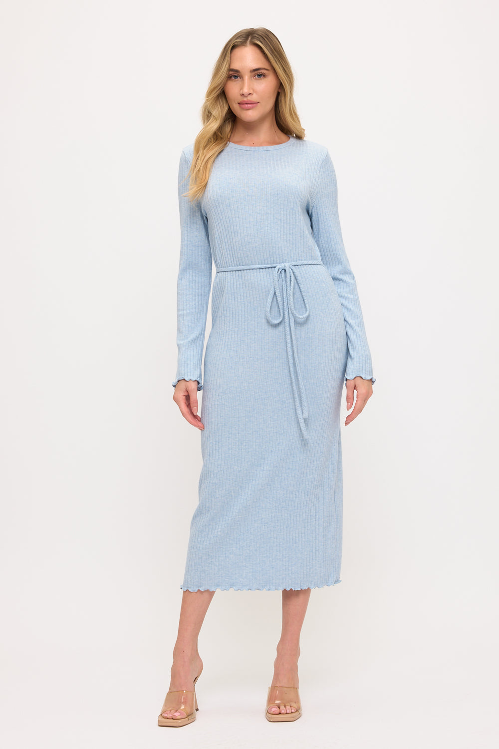Gabriella L/S Ribbed Midi Dress