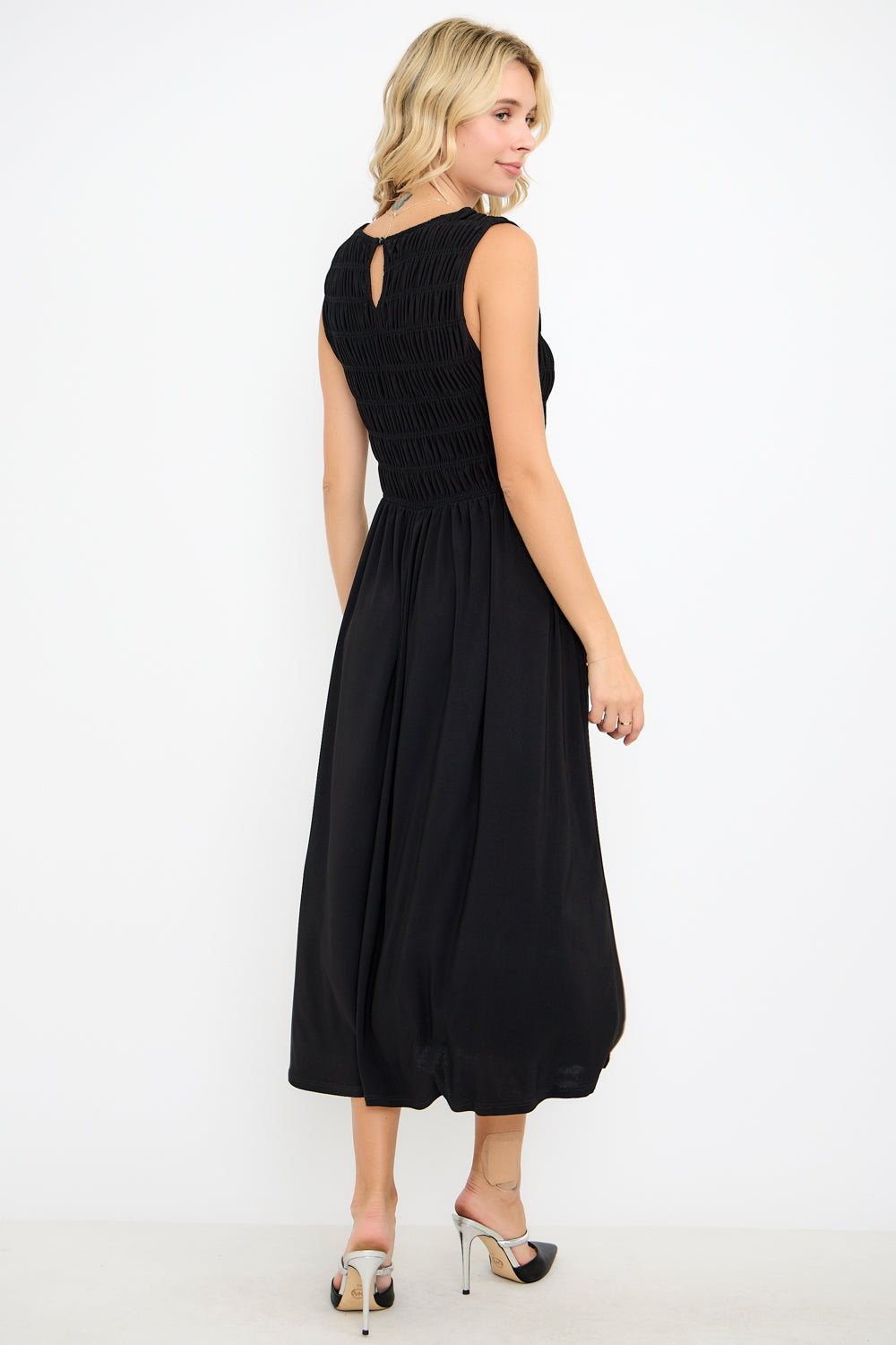 Elowen Smocked Bodice Knit Midi Dress