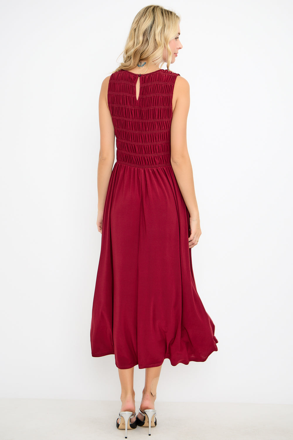 Elowen Smocked Bodice Knit Midi Dress