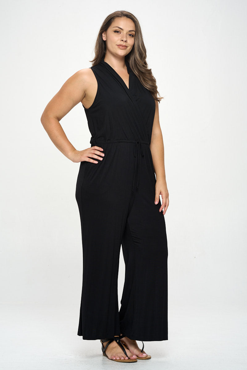 Jillian Plus Size Sleeveless Knit Jumpsuit