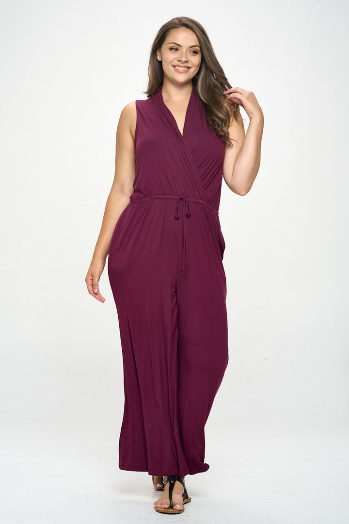 Jillian Plus Size Sleeveless Knit Jumpsuit