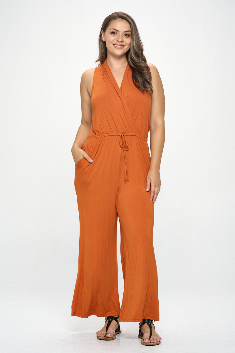 Jillian Plus Size Sleeveless Knit Jumpsuit