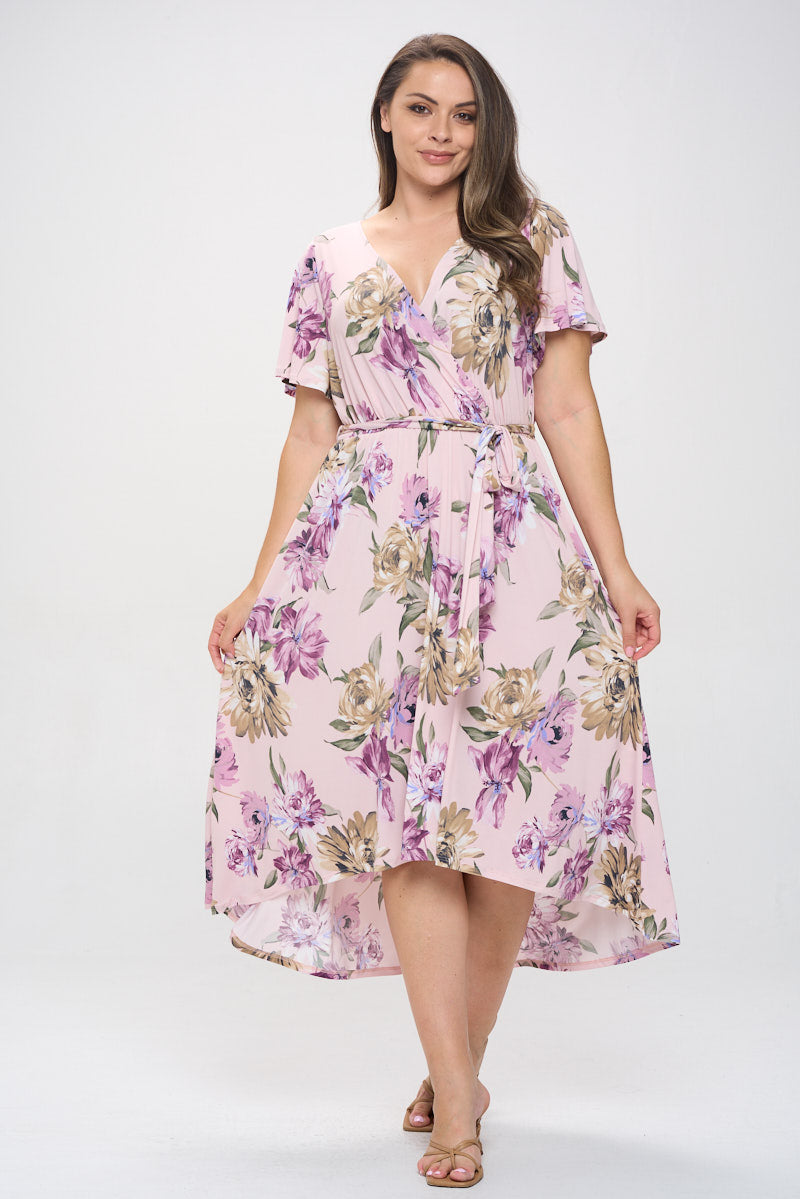 Image of West K Georgia Plus Size Wrap Dress Light Purple Floral