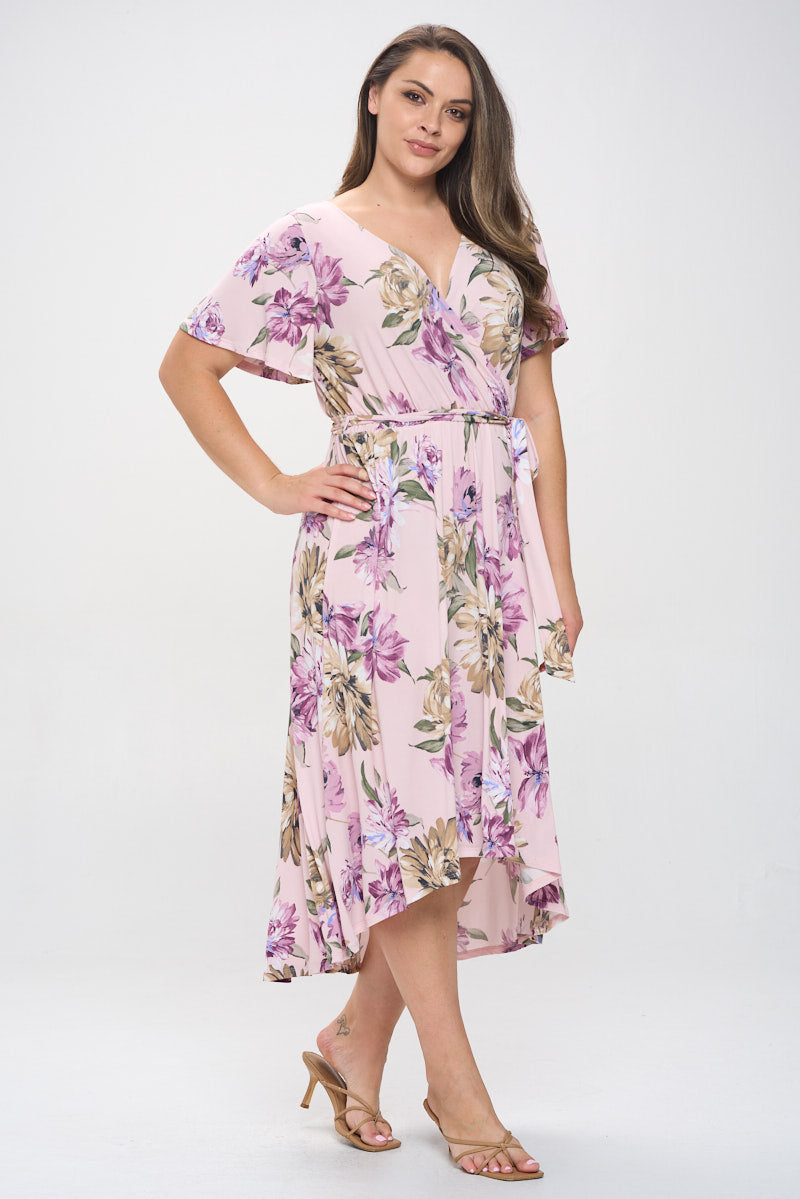 Image of West K Georgia Plus Size Wrap Dress Light Purple Floral