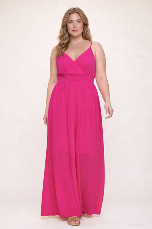 Plus Size Solid Sleeveless Gauze Maxi Dress
