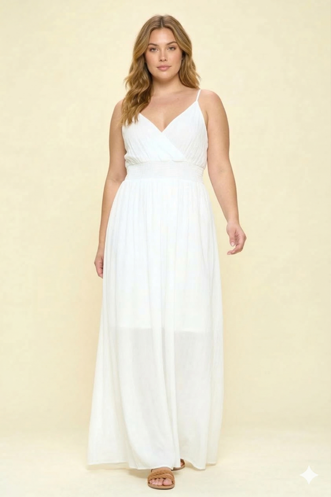 Plus Size Solid Sleeveless Gauze Maxi Dress