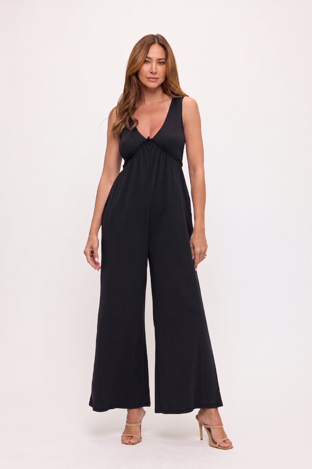 V-Neck Wide Leg Jumpsuit