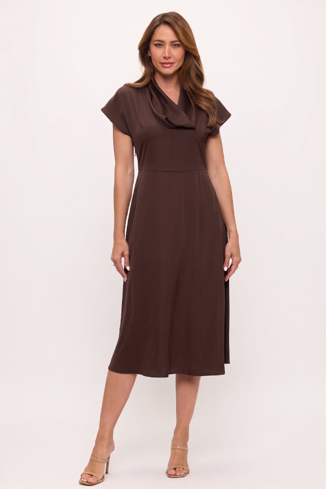 Cowl Neck Satin Midi Dress