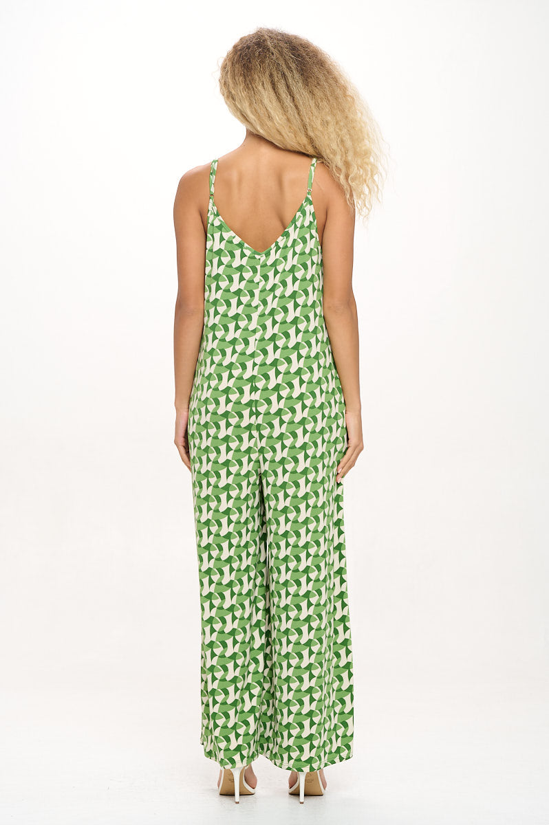 Image of West K Alaiya Knit Strappy Jumpsuit Green Geo