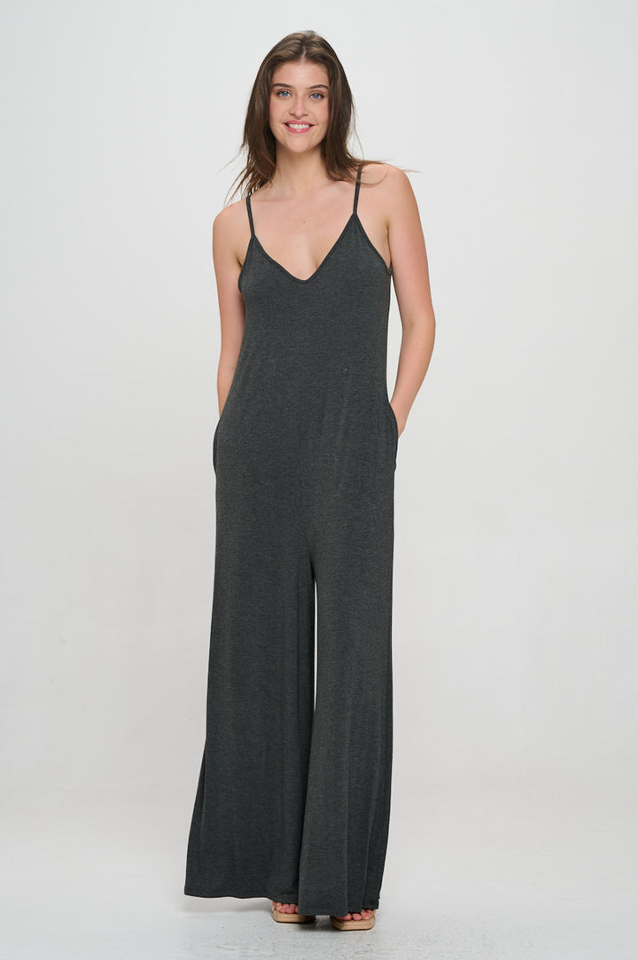 Image of West K Alaiya Knit Strappy Jumpsuit Charcoal Grey