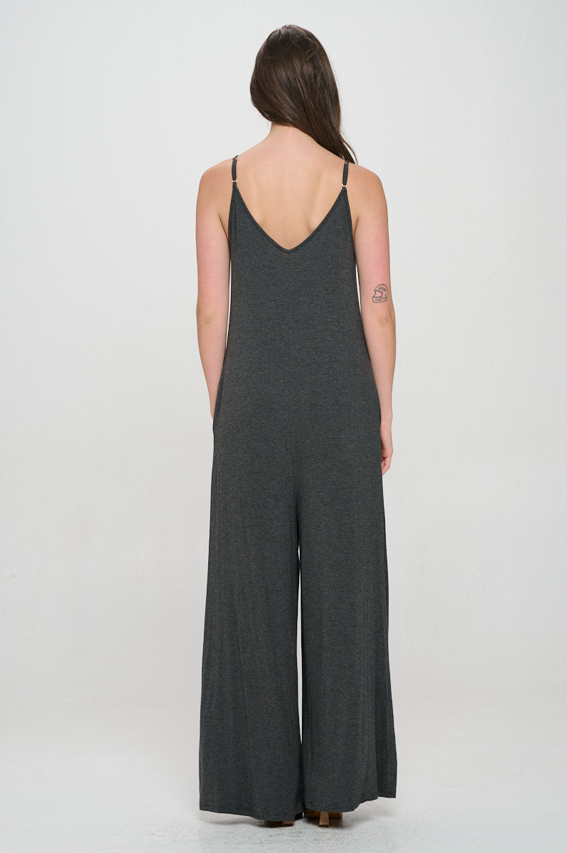 Image of West K Alaiya Knit Strappy Jumpsuit Charcoal Grey