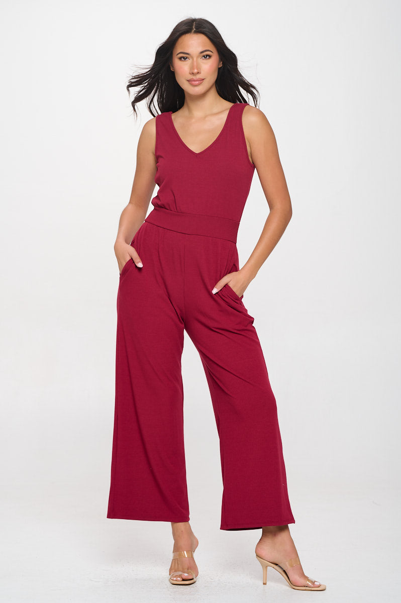 Brooklyn Ribbed V-Neck Tank Jumpsuit