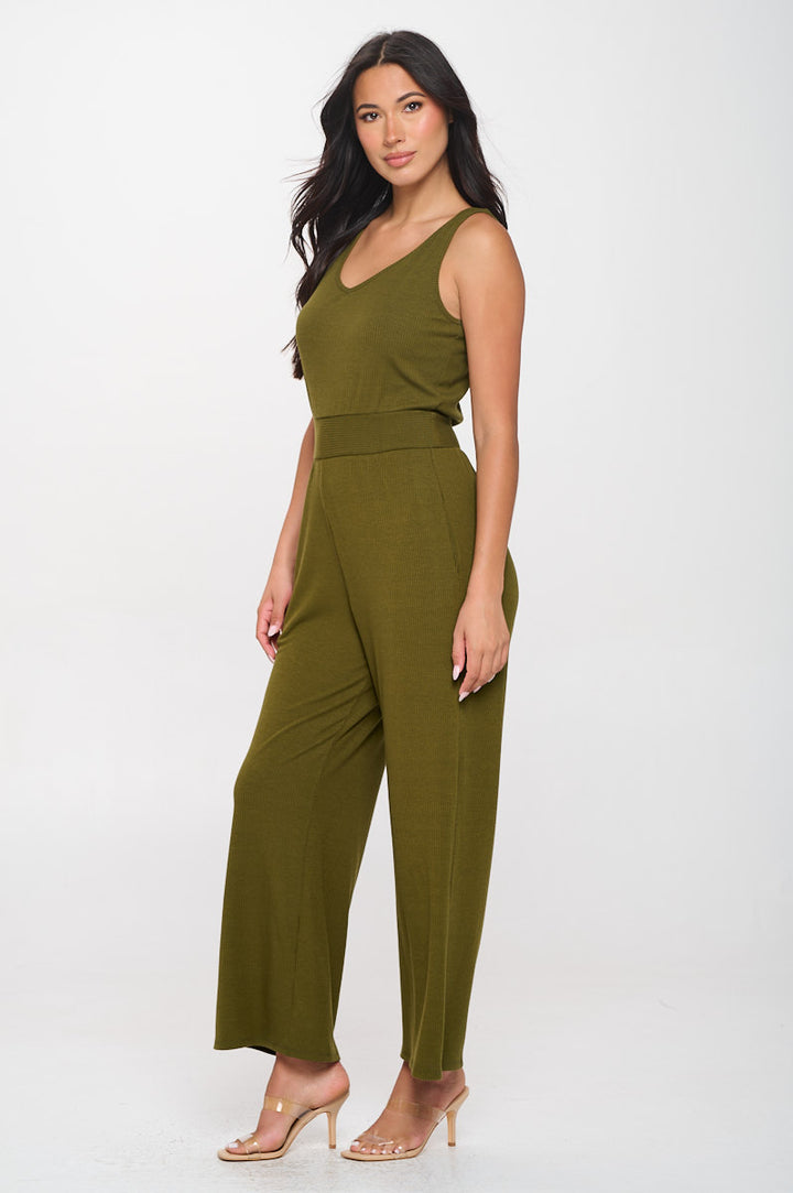 Brooklyn Ribbed V-Neck Tank Jumpsuit