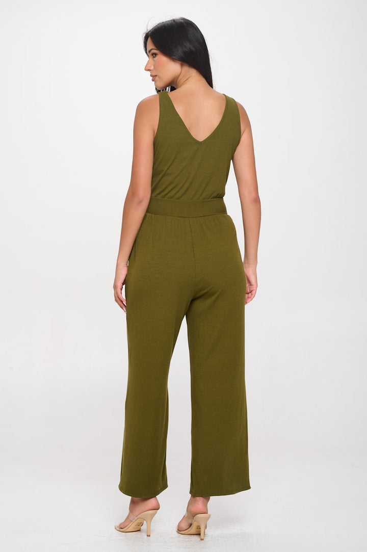 Brooklyn Ribbed V-Neck Tank Jumpsuit