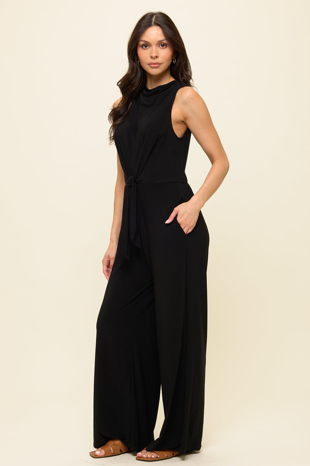 Camille Sleeveless Back Slit Jumpsuit