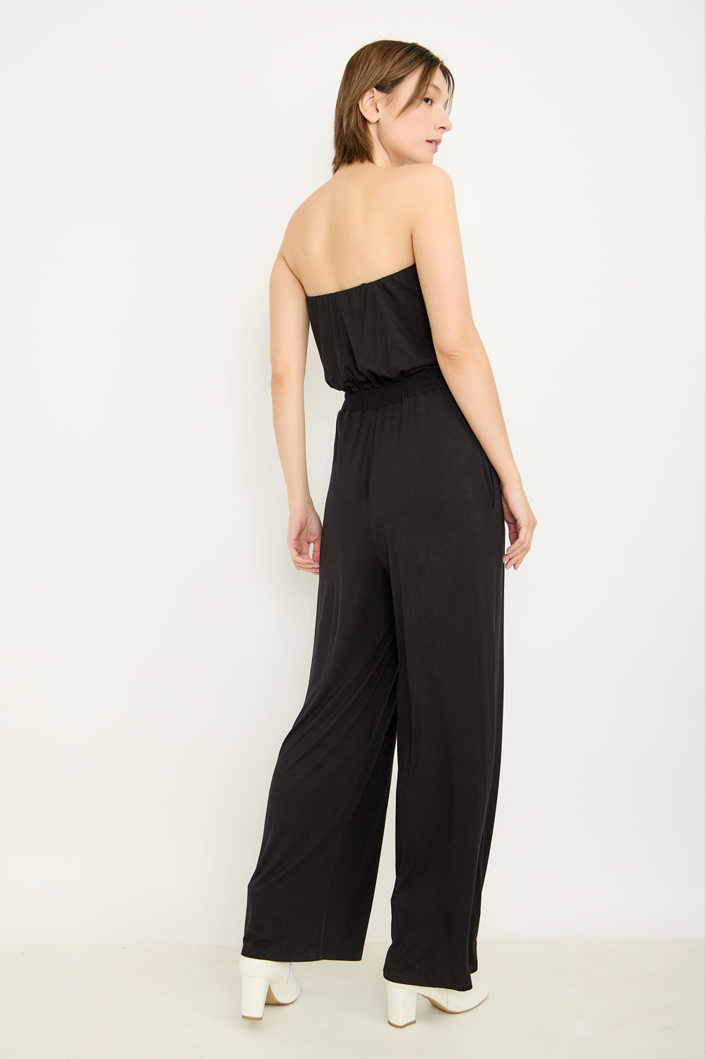 Strapless Wide-Leg Knit Jumpsuit