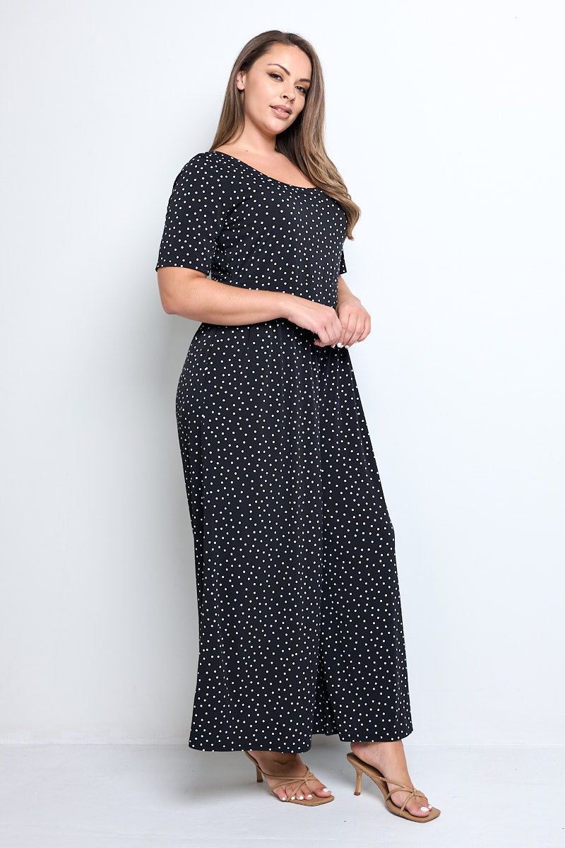 Jana Plus Size Short Sleeve Knit Jumpsuit