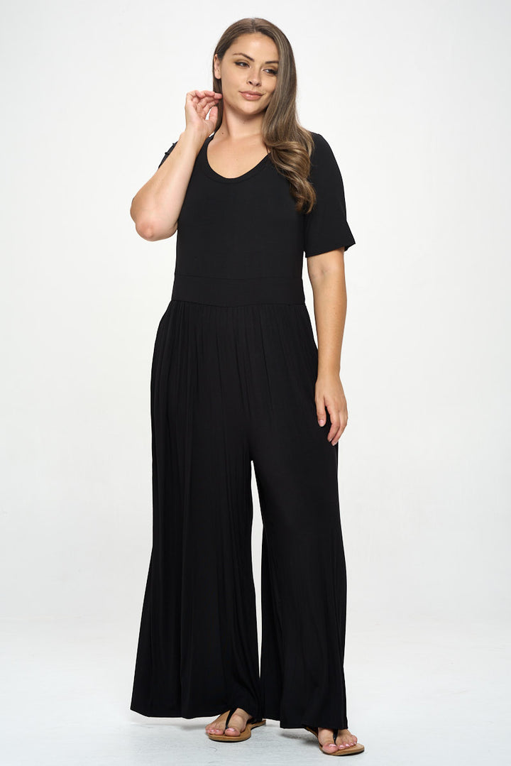 Jana Plus Size Short Sleeve Knit Jumpsuit