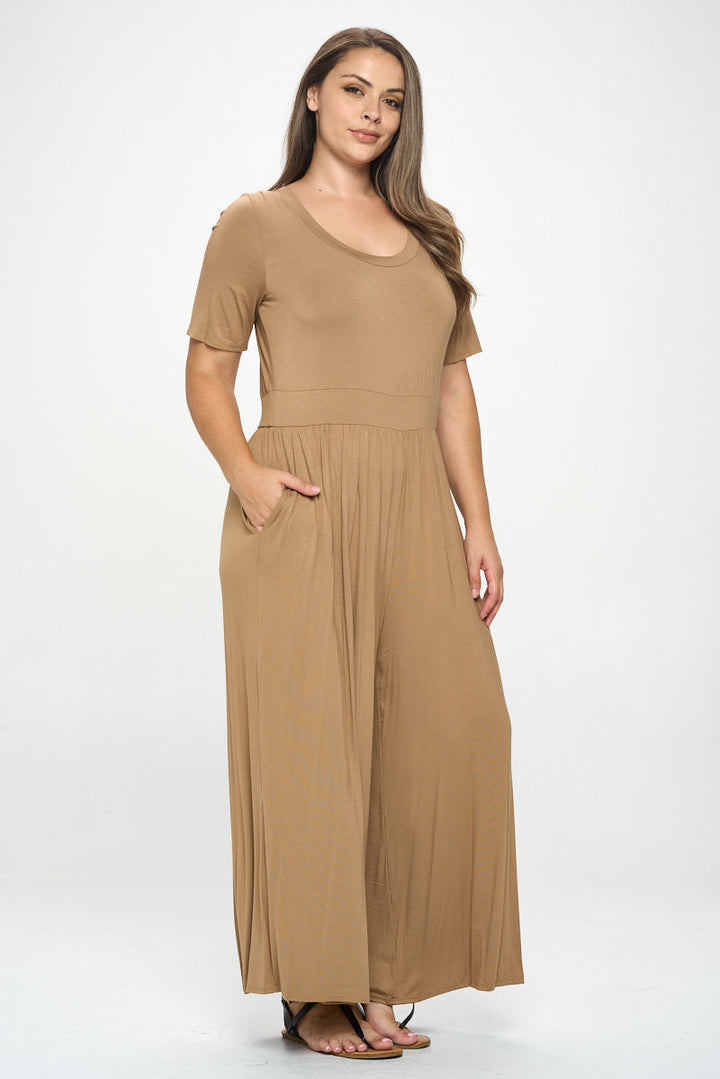 Jana Plus Size Short Sleeve Knit Jumpsuit