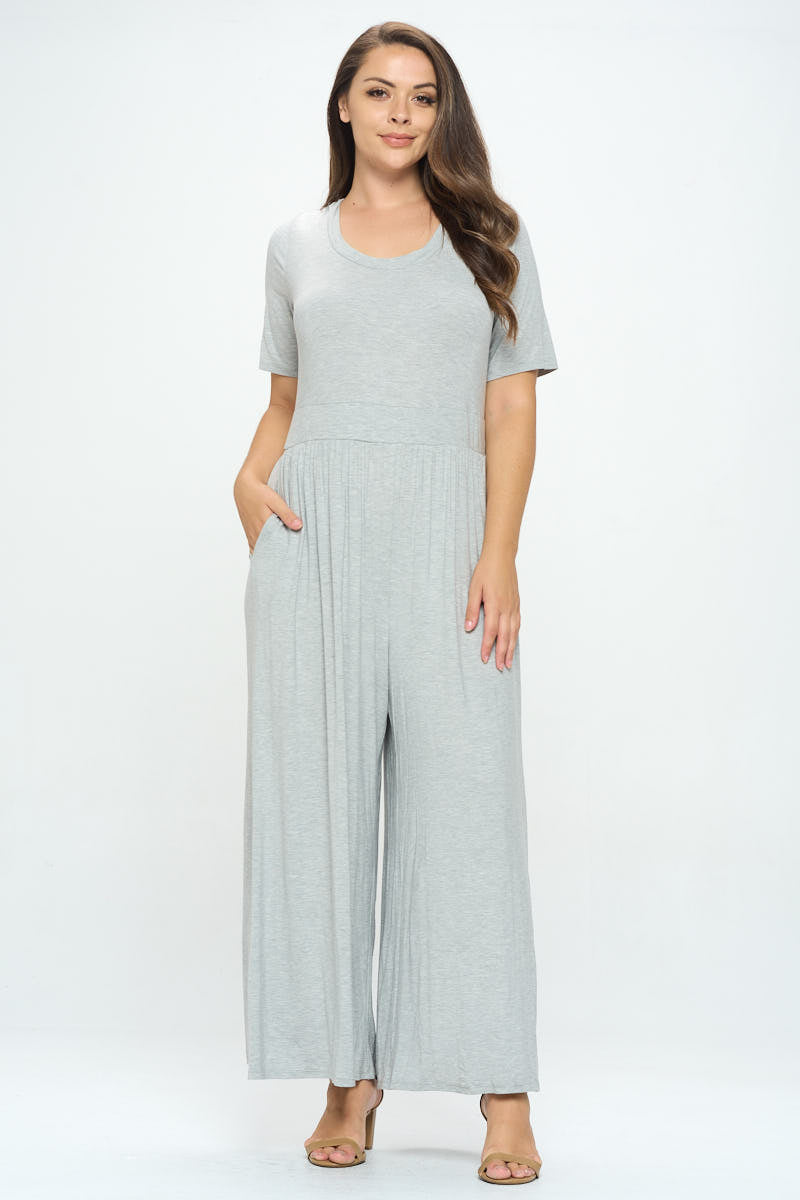 Jana Plus Size Short Sleeve Knit Jumpsuit