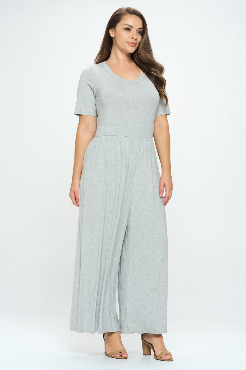 Jana Plus Size Short Sleeve Knit Jumpsuit