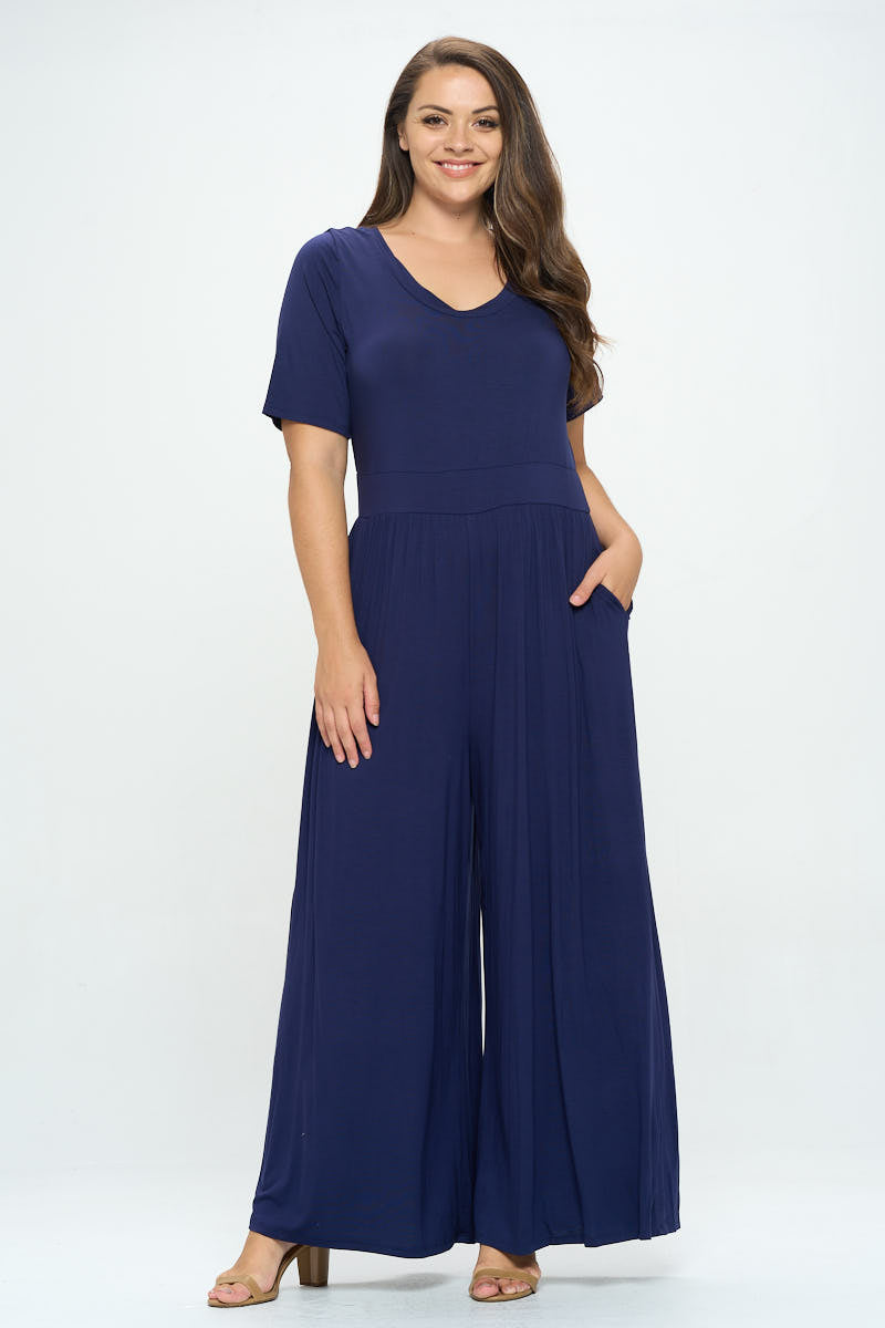 Jana Plus Size Short Sleeve Knit Jumpsuit