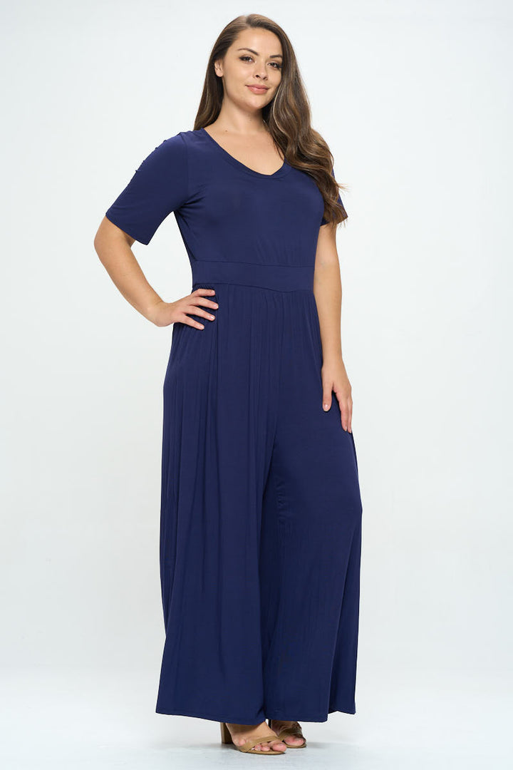 Jana Plus Size Short Sleeve Knit Jumpsuit