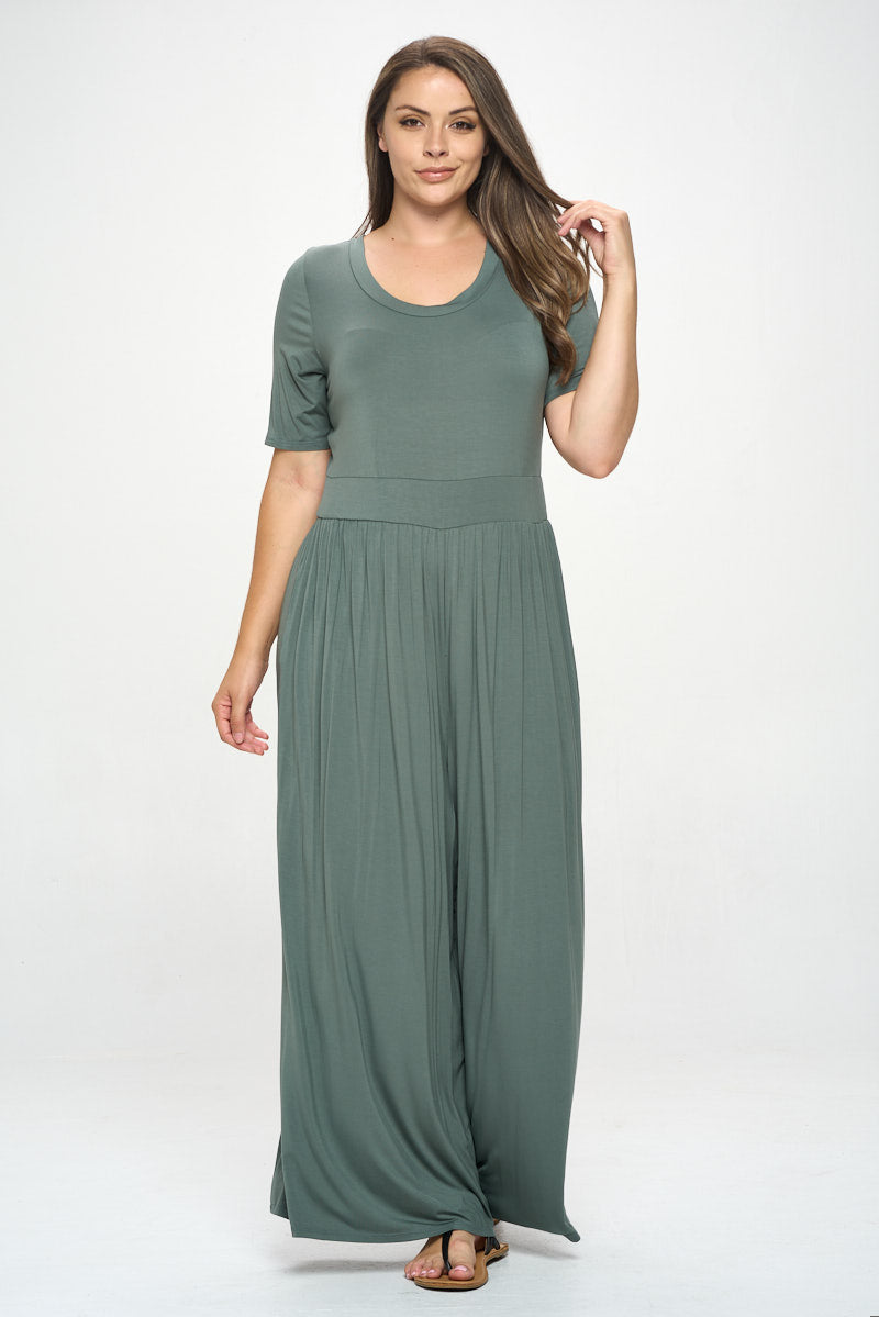 Jana Plus Size Short Sleeve Knit Jumpsuit